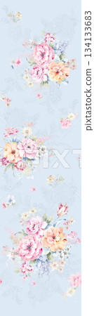 Assorted floral geometric and heart pattern panel designs in soft pastel colors Assorted floral geometric and heart pattern panel designs in soft pastel colors 134133683