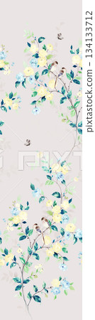 Assorted floral geometric and heart pattern panel designs in soft pastel colors Assorted floral geometric and heart pattern panel designs in soft pastel colors 134133712