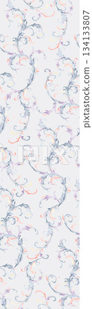 Assorted floral geometric and heart pattern panel designs in soft pastel colors 134133807