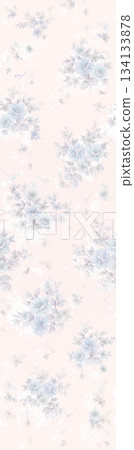 Assorted floral geometric and heart pattern panel designs in soft pastel colors 134133878