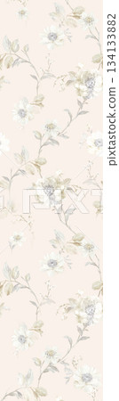 Assorted floral geometric and heart pattern panel designs in soft pastel colors Assorted floral geometric and heart pattern panel designs in soft pastel colors 134133882