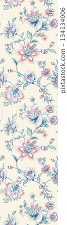 Assorted floral geometric and heart pattern panel designs in soft pastel colors Assorted floral geometric and heart pattern panel designs in soft pastel colors 134134006