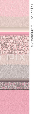 Assorted floral geometric and heart pattern panel designs in soft pastel colors 134134135