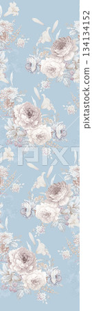 Assorted floral geometric and heart pattern panel designs in soft pastel colors 134134152