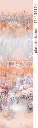 Assorted floral geometric and heart pattern panel designs in soft pastel colors 134134164