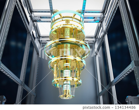 Quantum server network with quantum computer... - Stock Illustration ...