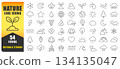 Nature Line Icon Set Offers Clean, Elegant Symbols Inspired By Weather, Plants, And Natural Elements. Perfect For Eco Themed Designs, Branding, Apps, And Environmental Projects. Isolated Vector Icons 134135047