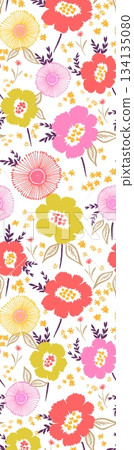 Assorted floral geometric and heart pattern panel designs in soft pastel colors 134135080