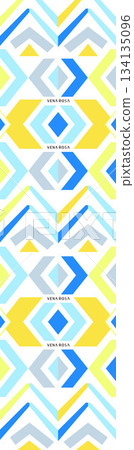 Assorted floral geometric and heart pattern panel designs in soft pastel colors 134135096