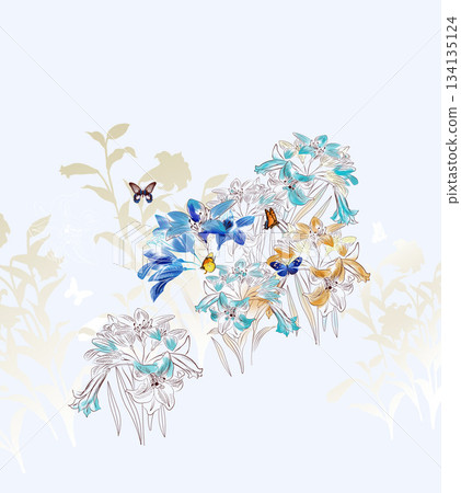 Assorted floral geometric and heart pattern panel designs in soft pastel colors 134135124