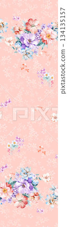 Assorted floral geometric and heart pattern panel designs in soft pastel colors 134135157