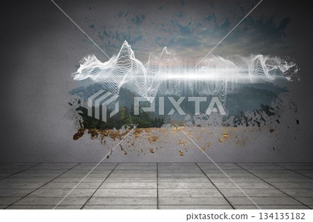 Splash on wall revealing energy wave Splash on wall revealing energy wave 134135182