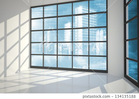 Cityscape seen through window Cityscape seen through window 134135188