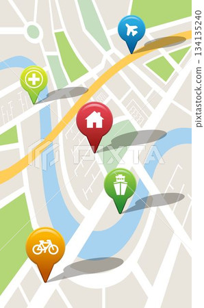 Navigation pointers with various representations on map Navigation pointers with various representations on map 134135240