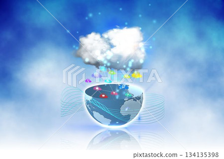 Earth with application icons Earth with application icons 134135398