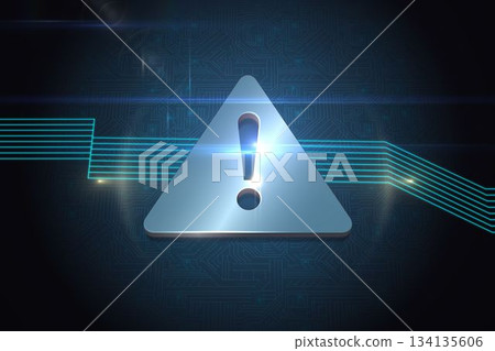 Shiny attention icon on black background Shiny attention icon on black background 134135606