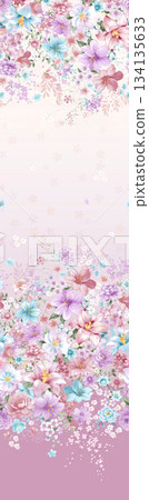 Assorted floral geometric and heart pattern panel designs in soft pastel colors 134135633