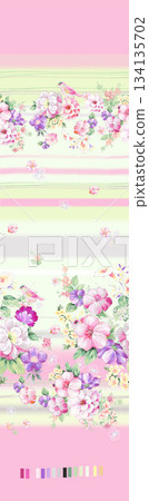 Assorted floral geometric and heart pattern panel designs in soft pastel colors Assorted floral geometric and heart pattern panel designs in soft pastel colors 134135702