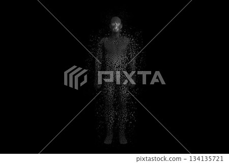 Composite image of pixelated 3d male Composite image of pixelated 3d male 134135721