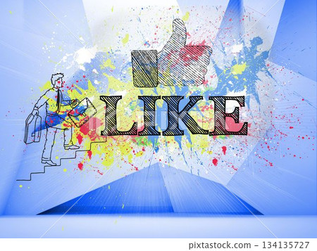 Like icon over blue abstract background Like icon over blue abstract background 134135727