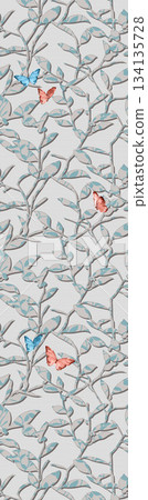 Assorted floral geometric and heart pattern panel designs in soft pastel colors Assorted floral geometric and heart pattern panel designs in soft pastel colors 134135728