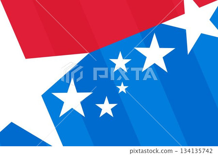 White stars are shining across red and blue shapes in flat design patriotic theme White stars are shining across red and blue shapes in flat design patriotic theme 134135742