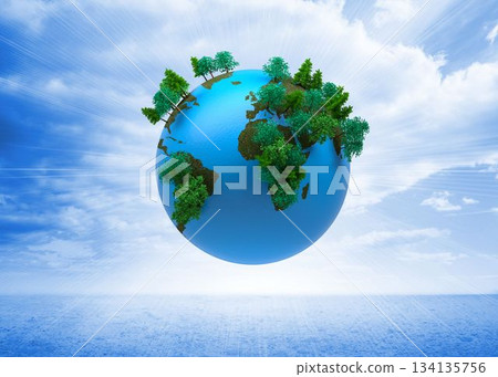 Digitally generated earth floating in air 134135756