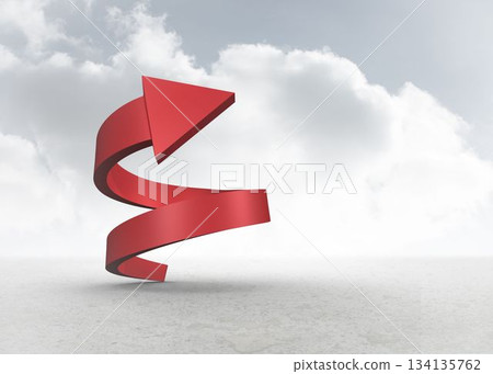 Red spiral arrow in the sky 134135762