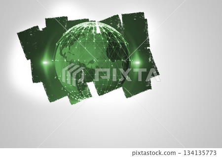 Display on wall showing earth graphic 134135773