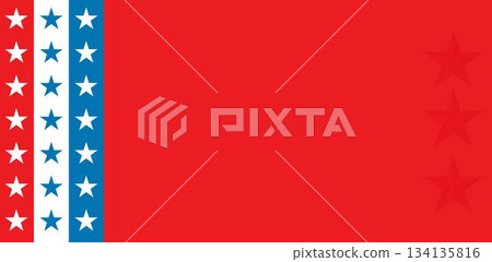 Stylized flat graphic is showing red white blue stripes holding star columns and embossed stars Stylized flat graphic is showing red white blue stripes holding star columns and embossed stars 134135816