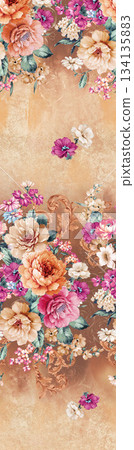 Assorted floral geometric and heart pattern panel designs in soft pastel colors Assorted floral geometric and heart pattern panel designs in soft pastel colors 134135883