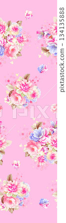 Assorted floral geometric and heart pattern panel designs in soft pastel colors Assorted floral geometric and heart pattern panel designs in soft pastel colors 134135888