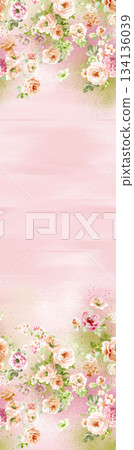 Assorted floral geometric and heart pattern panel designs in soft pastel colors 134136039