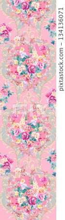 Assorted floral geometric and heart pattern panel designs in soft pastel colors Assorted floral geometric and heart pattern panel designs in soft pastel colors 134136071