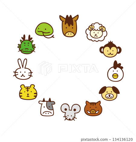 Cute zodiac animal frame illustration Cute zodiac animal frame illustration 134136120