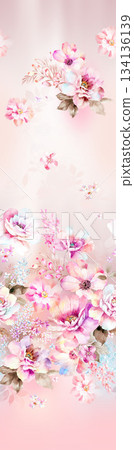 Assorted floral geometric and heart pattern panel designs in soft pastel colors 134136139