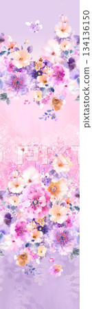 Assorted floral geometric and heart pattern panel designs in soft pastel colors 134136150