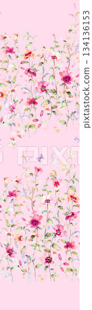 Assorted floral geometric and heart pattern panel designs in soft pastel colors 134136153