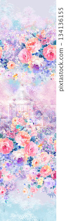 Assorted floral geometric and heart pattern panel designs in soft pastel colors 134136155