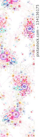 Assorted floral geometric and heart pattern panel designs in soft pastel colors 134136175