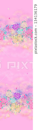 Assorted floral geometric and heart pattern panel designs in soft pastel colors Assorted floral geometric and heart pattern panel designs in soft pastel colors 134136179