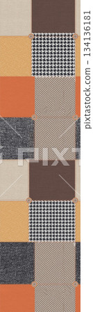 Assorted floral geometric and heart pattern panel designs in soft pastel colors 134136181