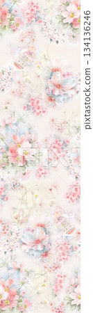 Assorted floral geometric and heart pattern panel designs in soft pastel colors Assorted floral geometric and heart pattern panel designs in soft pastel colors 134136246