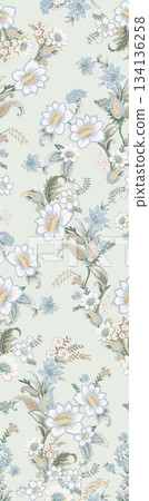 Assorted floral geometric and heart pattern panel designs in soft pastel colors Assorted floral geometric and heart pattern panel designs in soft pastel colors 134136258