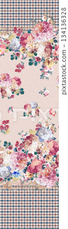 Assorted floral geometric and heart pattern panel designs in soft pastel colors 134136328