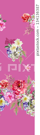Assorted floral geometric and heart pattern panel designs in soft pastel colors Assorted floral geometric and heart pattern panel designs in soft pastel colors 134136387