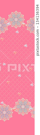 Assorted floral geometric and heart pattern panel designs in soft pastel colors Assorted floral geometric and heart pattern panel designs in soft pastel colors 134136394