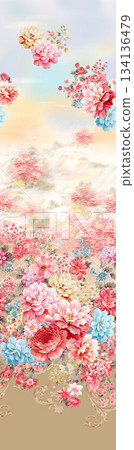 Assorted floral geometric and heart pattern panel designs in soft pastel colors Assorted floral geometric and heart pattern panel designs in soft pastel colors 134136479