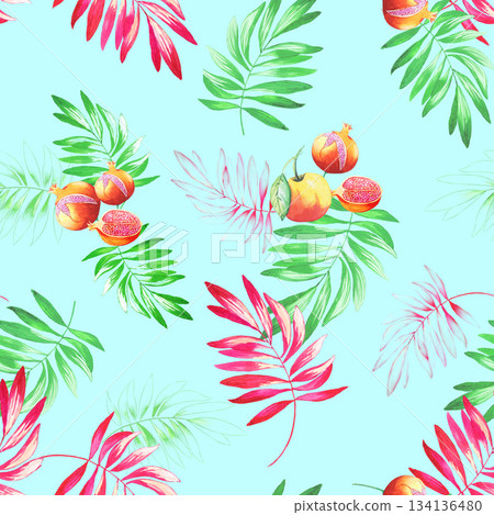Assorted floral geometric and heart pattern panel designs in soft pastel colors 134136480