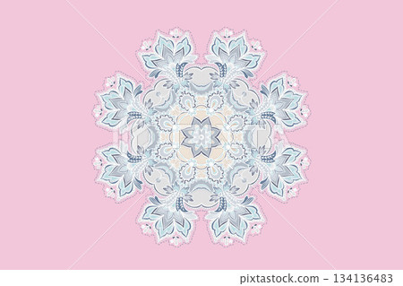 Assorted floral geometric and heart pattern panel designs in soft pastel colors 134136483